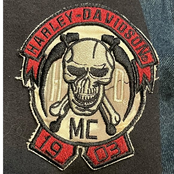 Harley Davidson Denim Jean Jacket 3XL Mens Fabric Sleeves - Picture 16 of 16